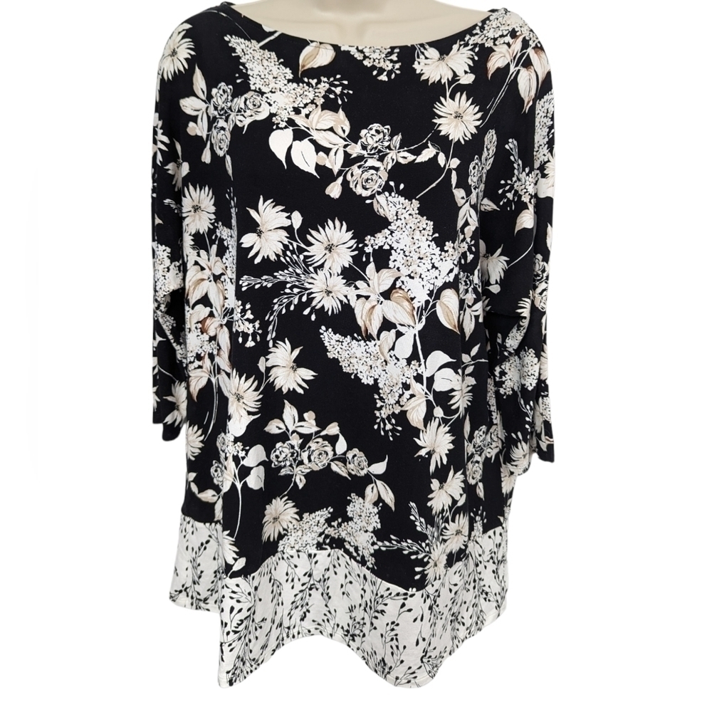 J Jill Wearever Collection Floral Print Tunic Sz MP